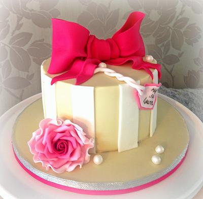 Vivid pink bow cake - Cake by Cakes by Sian