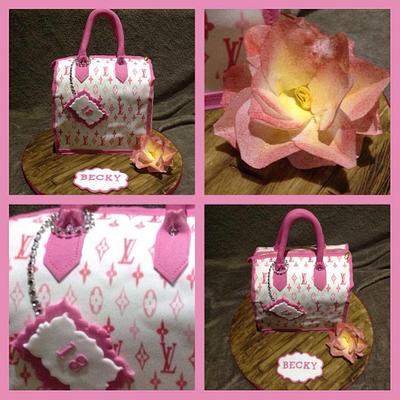 Pink louie vuitton handbag  - Cake by Rachael Osborne