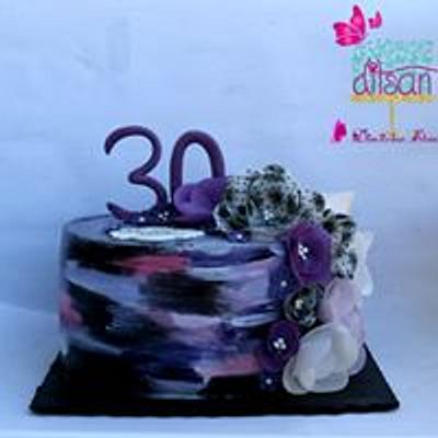 Birthday cake with waffle flowers - Cake by Ditsan