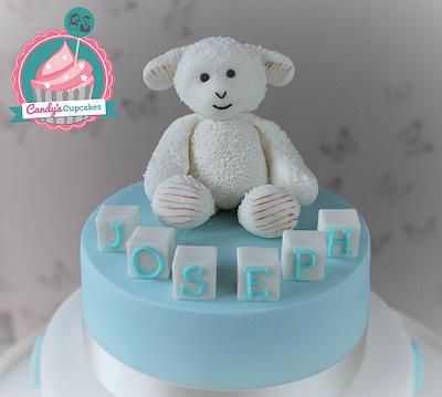 Teddy Lamb Christening Cake - Cake by Candy's Cupcakes