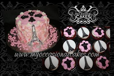 Paris Themed Cake & Cupcakes - Cake by Occasional Cakes