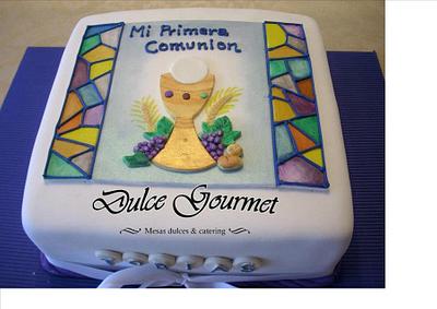 Hand painted Vitreaux first Communion cake  - Cake by Silvia Caballero