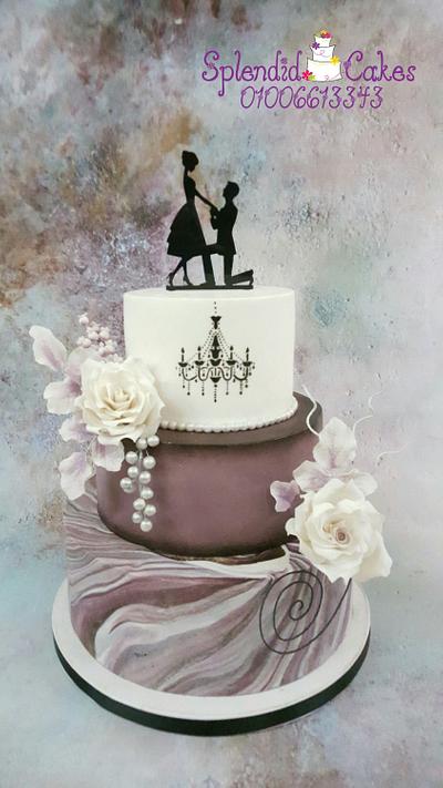 Marble engagement cake  - Cake by Reham 