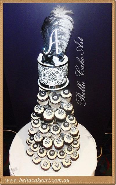 40th birthday Cupcake Tower - Cake by Bella Cake Art