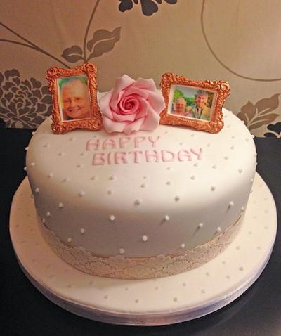 Vintage style cake with gold framed images - Cake by QueenOfCakes(WALES)