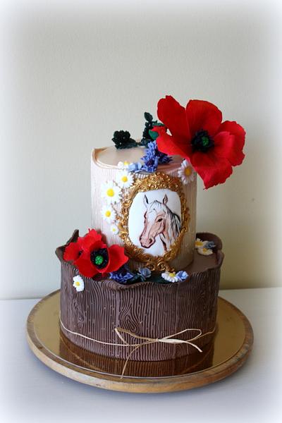 Horse and red poppies - Cake by Anastasia Krylova