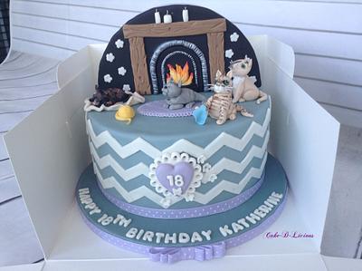 18th Birthday Cat Themed Cake - Cake by Sweet Lakes Cakes