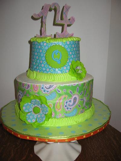 Blue, lime green and orange cake for my granddaughter - Cake by all4show