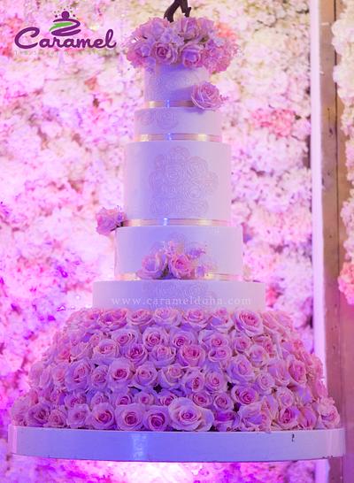 Roses n Laces Wedding Cake - Cake by Caramel Doha