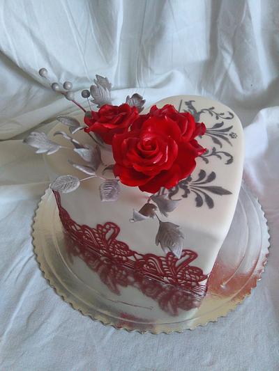Red roses heart - Cake by Zuzana Kmecova