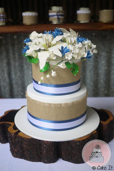 Vintage Hessian Wedding Cake - Cake by Lydia Evans