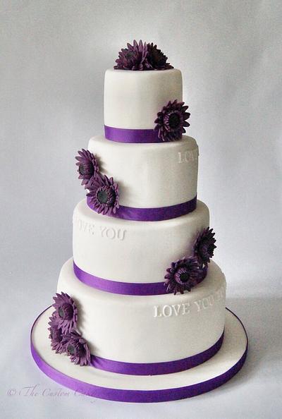 Purple Gerbera Wedding Cake - Cake by The Custom Cakery