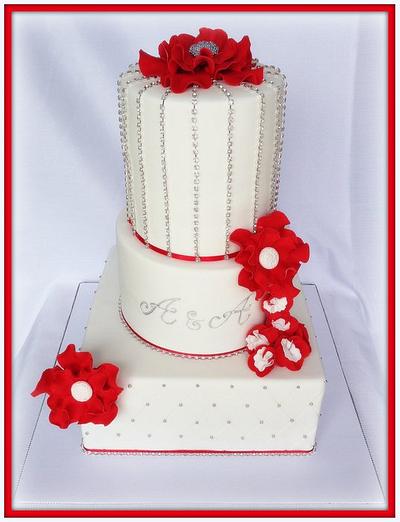 White Red and Silver  - Cake by Nicki Sharp