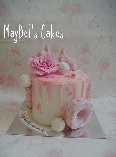 Pink drip cake  - Cake by MayBel's cakes