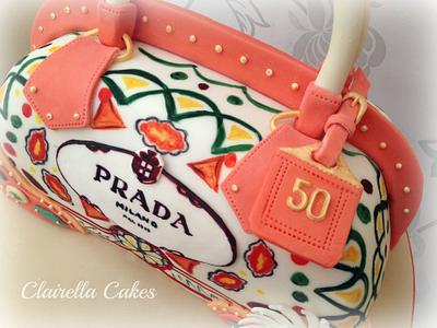 Hand Painted Prada Handbag - Cake by Clairella Cakes 