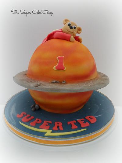 Super Ted flies over Saturn (Superted) - Cake by The Sugar Cake Fairy