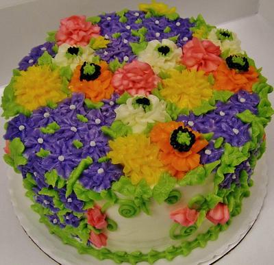 Summer floral cake (100% buttercream) - Cake by Nancys Fancys Cakes & Catering (Nancy Goolsby)