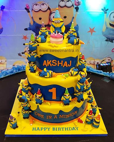 Minion 3 tier cake - Cake by Sweet Mantra Homemade Customized Cakes Pune