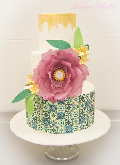 Wedding Cake with Peonia - Cake by Dulce Silvita