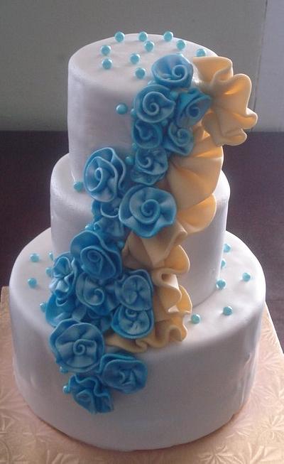 Blue & Yellow Rosette Cake - Cake by Hakima Lamour 