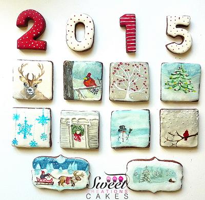 Winter/Christmas watercolor painted cookies - Cake by Sweet Creations Cakes