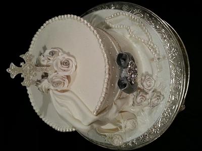 White, pearls and bling Christening cake - Cake by MarciaSG