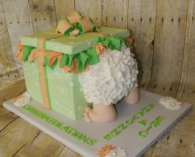 Ruffled Baby Bootie Shower Cake  - Cake by DaniellesSweetSide