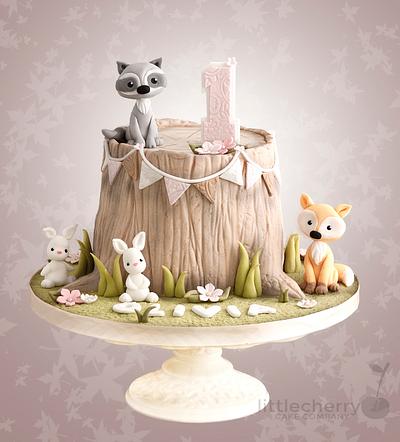Woodland Animal Tree Stump Cake - Cake by Little Cherry