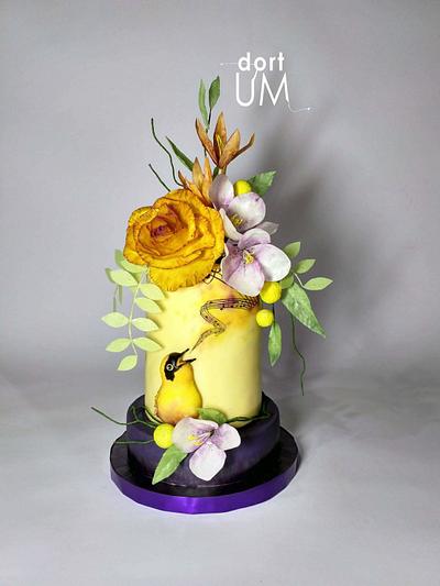 Singing bird in flowers - Cake by dortUM