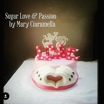 Minnie and Mickey Mouse Love cake (Pink version) - Cake by Mary Ciaramella (Sugar Love & Passion)