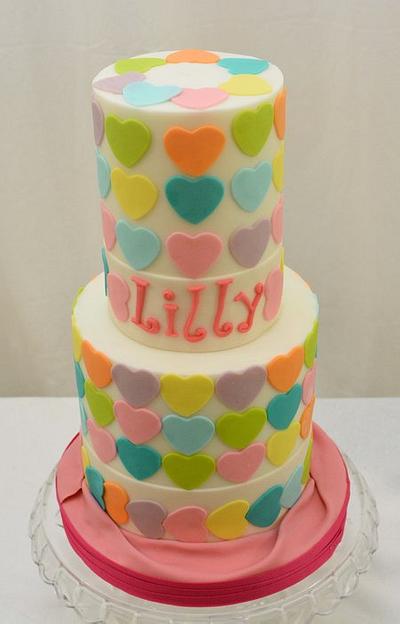 Colourful Hearts Cake - Cake by Sugarpixy