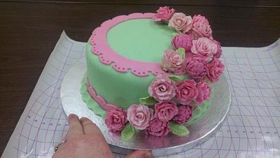 Green and Pink Floral Cake - Cake by Kendall Jensen