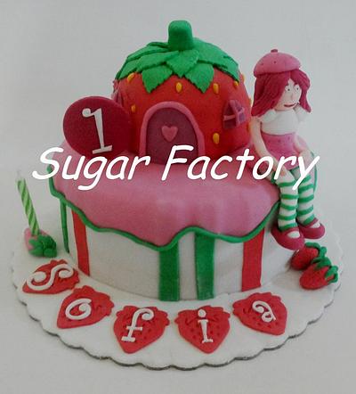 Strawberry house and girl cake - Cake by SugarFactory