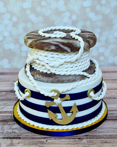 Navy Stripes - Cake by Joy Thompson at Sweet Treats by Joy