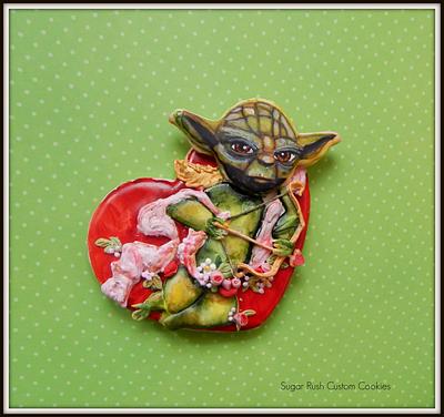 Star Wars Yoda Valentine Cookie - Cake by Kim Coleman (Sugar Rush Custom Cookies)