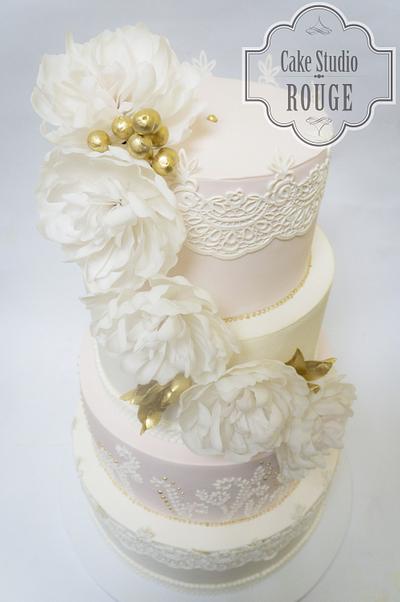 White peonies wedding cake - Cake by Ceca79