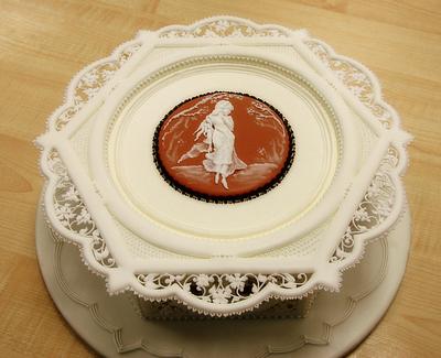 Royal icing panelled cake with pressure piping - Cake by Natasha Ananyeva (CakeVirtuoso Studio)