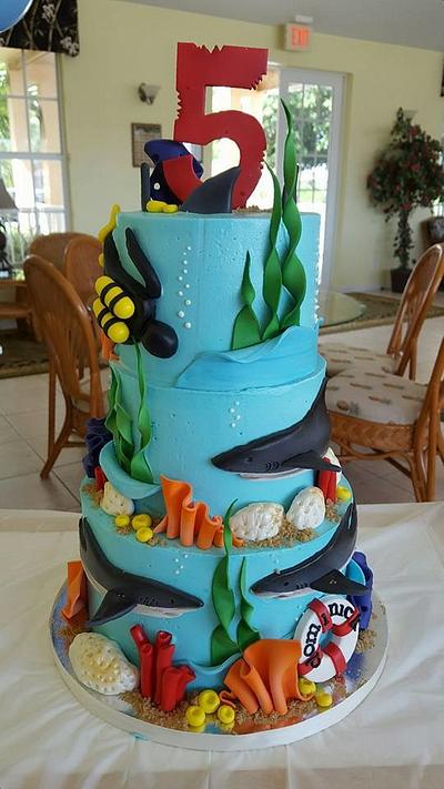 Sharks  - Cake by Sandrascakes