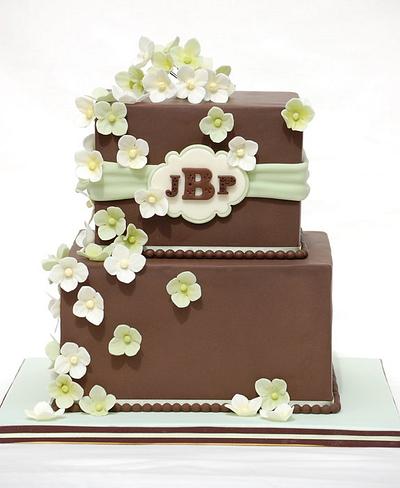 Brown and Sage Wedding Cake - Cake by Lesley Wright