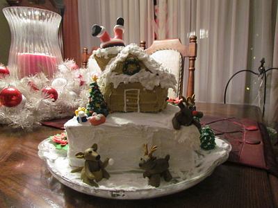 Christmas cake stuck Santa - Cake by Angiescakes