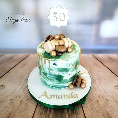 x Green & Gold Marble Buttercream Cake x - Cake by Sugar Chic