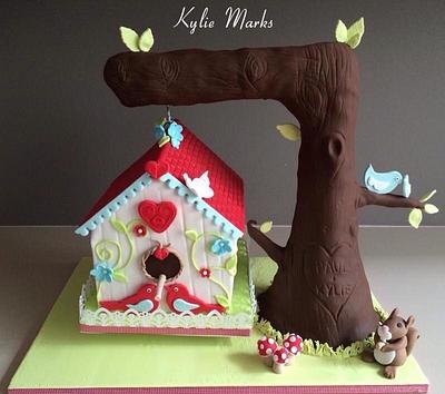 hanging birdhouse anniversary cake - Cake by Kylie Marks