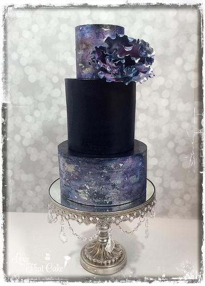 Navy blue iridescent watercolor effect  - Cake by Michelle Bauer