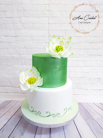Lotus Flower Wedding Cake - Cake by Ana Crachat Cake Designer 