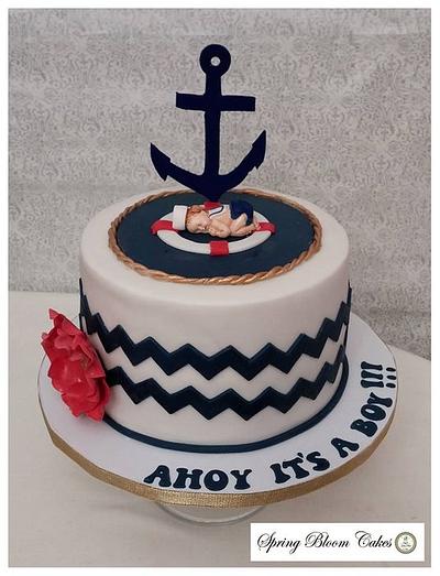 Sailor Boy Baby Shower Cake - Cake by Spring Bloom Cakes