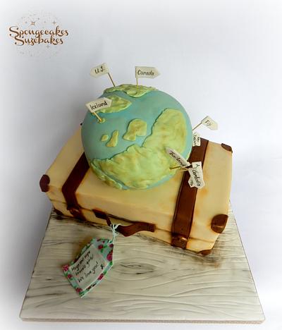 Travel Theme - Globe & Suitcase Cake - Cake by Spongecakes Suzebakes