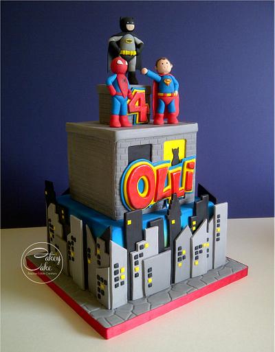 Superhero Cityscape - Cake by CakeyCake