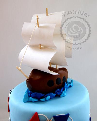 NAUTICAL BEAR FIRST BIRTHDAY CAKE - Cake by Pastelitos Cake Boutique 