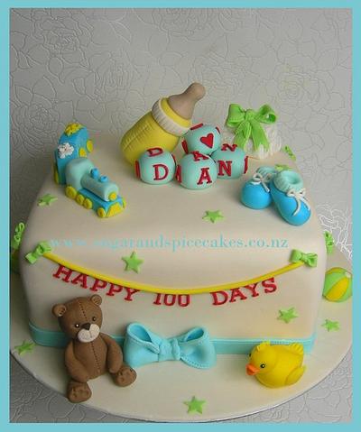 Baby Things Happy 100 Days Cake for Daniel - Cake by Mel_SugarandSpiceCakes