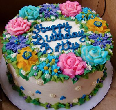 colorful buttercream flowers - Cake by Nancys Fancys Cakes & Catering (Nancy Goolsby)